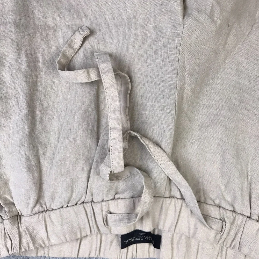 Banana Republic Pants Womens S Beige Linen Cotton Blend Pull On Drawstring NEW